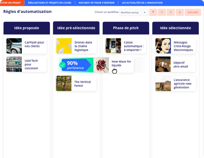Screenshot d’un workflow d’automatisation sur la plateforme Yumana