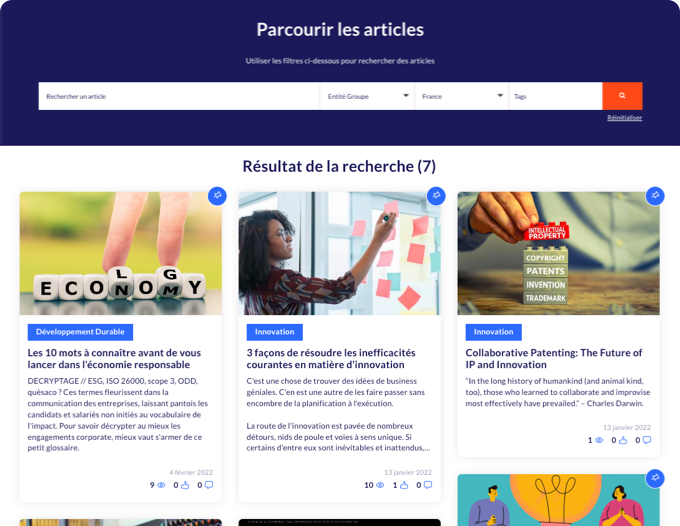 Screenshot de la page édito intégré à la plateforme Yumana