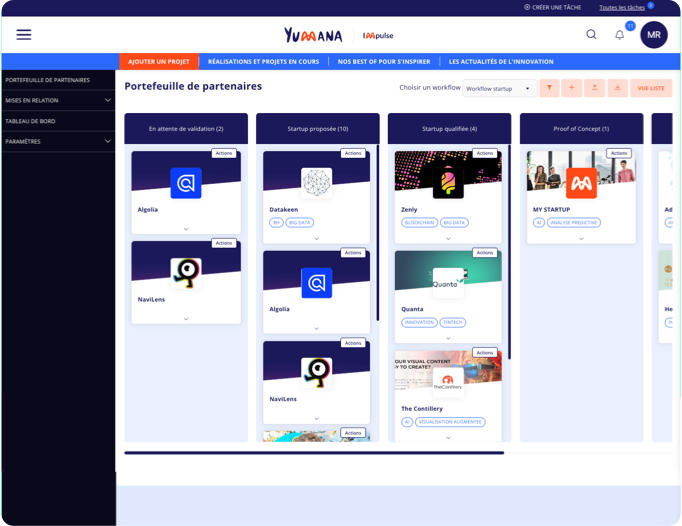 Screenshot du workflow du portefeuille de partenaires