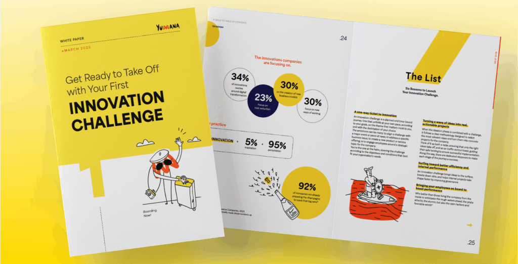 Visual of the Innovation Challenge White Paper showing guides and templates to help innovation teams run successful innovation challenges.